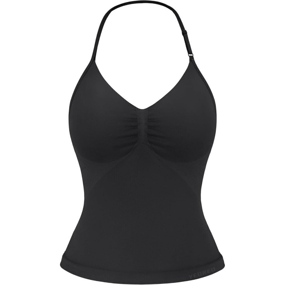 Women's Backless Workout Tank Top Nylon Spandex Longline Halter Support